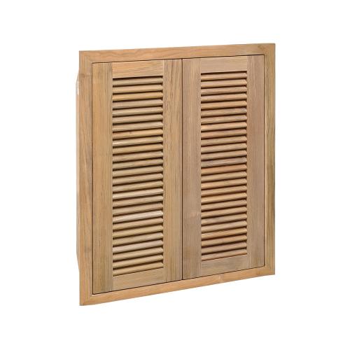 Pacific Teak Millworks Louvered Style 24 Inch x 28 Inch Teak Wood Full Height Double Access Door