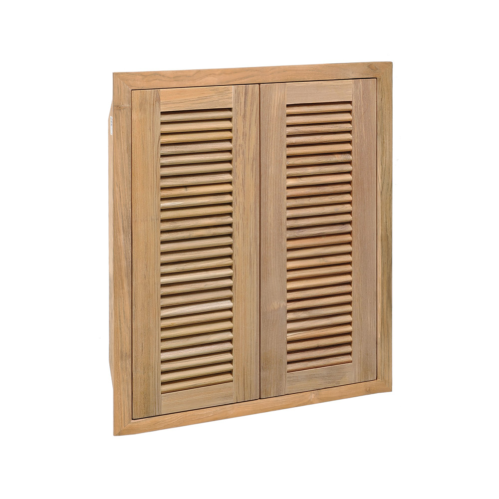 Pacific Teak Millworks Louvered Style 24 Inch x 28 Inch Teak Wood Full Height Double Access Door