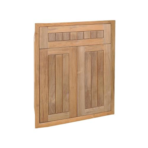 Pacific Teak Millworks Cottage Style 24 Inch x 28 Inch Teak Wood Double Access Door with False Front Drawer