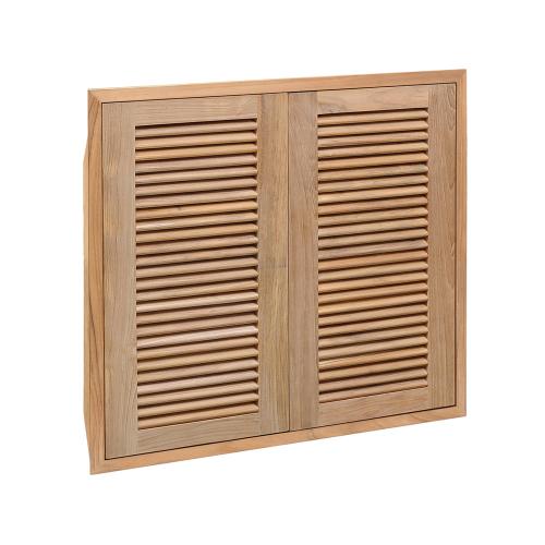 Pacific Teak Millworks Louvered Style 30 Inch x 28 Inch Teak Wood Full Height Double Access Door