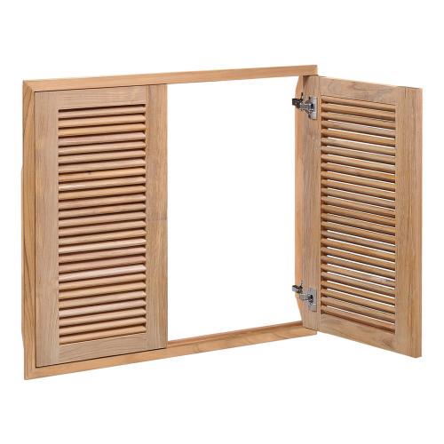 Pacific Teak Millworks Louvered Style 30 Inch x 28 Inch Teak Wood Full Height Double Access Door
