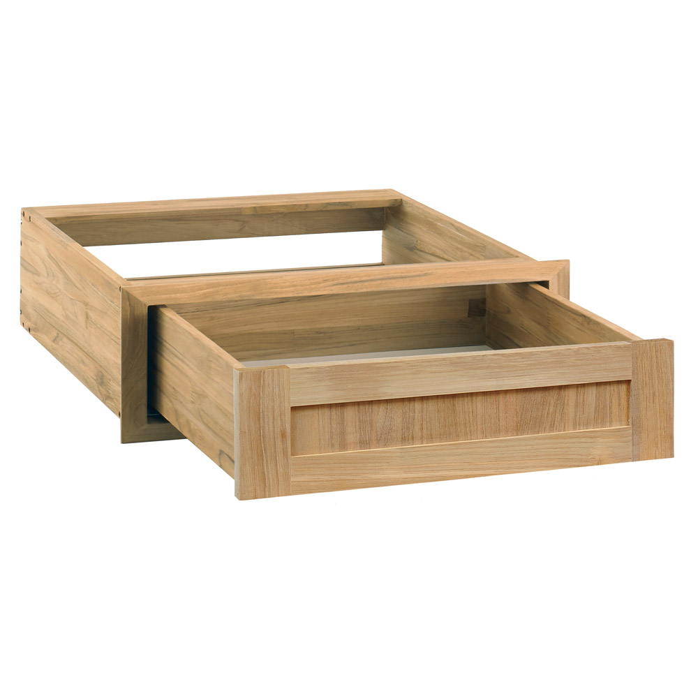 Pacific Teak Millworks Shaker Style 24 Inch Teak Wood Single Access Drawer