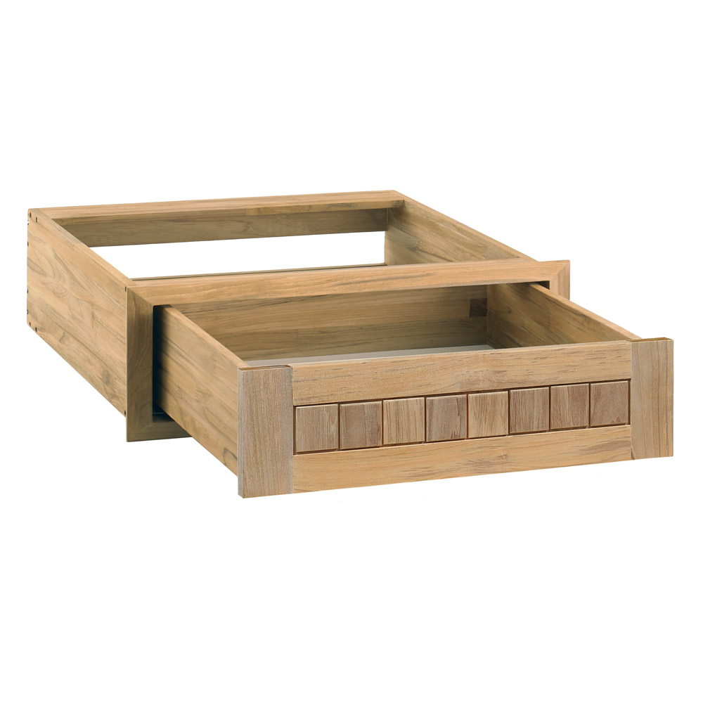 Pacific Teak Millworks Cottage Style 24 Inch Teak Wood Single Access Drawer