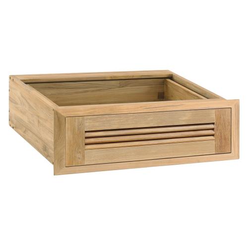 Pacific Teak Millworks Louvered Style 24 Inch Teak Wood Single Access Drawer