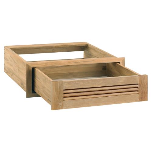 Pacific Teak Millworks Louvered Style 24 Inch Teak Wood Single Access Drawer