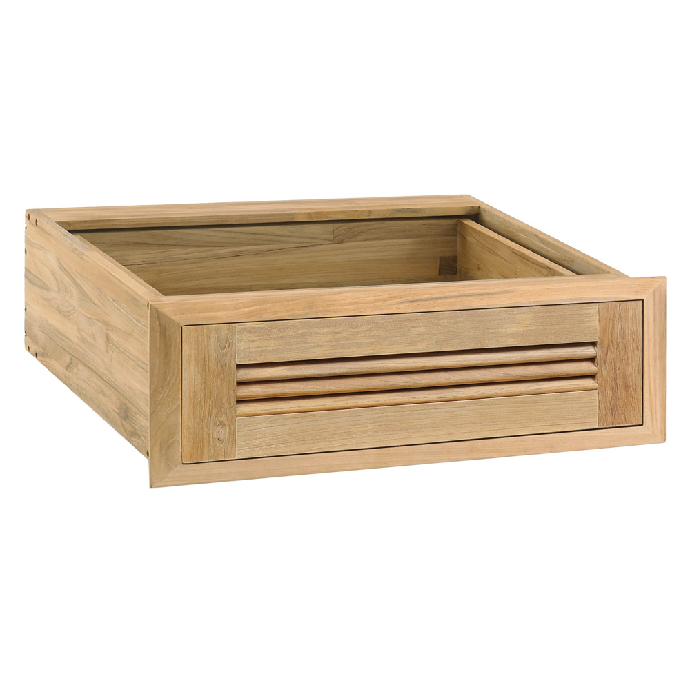 Pacific Teak Millworks Louvered Style 24 Inch Teak Wood Single Access Drawer