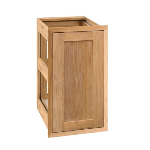 Pacific Teak Millworks Shaker Style 13 Inch Teak Wood Single Narrow Roll Out Trash Bin or Propane Tank Storage
