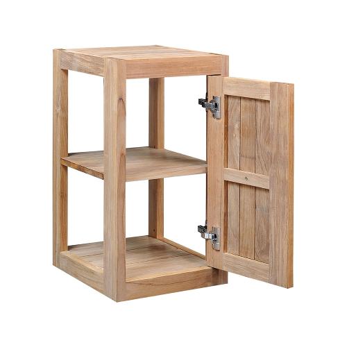 Pacific Teak Millworks Cottage Style 13 Inch x 24 Inch Teak Wood Single Door Upper Wall Cabinet