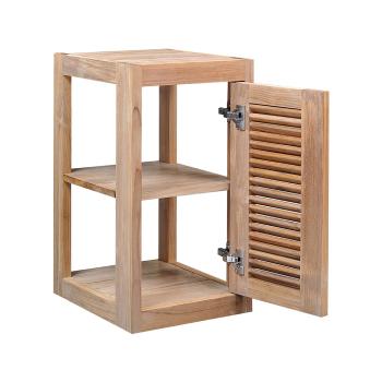 Pacific Teak Millworks Louvered Style 13 Inch x 24 Inch Teak Wood Right Hinge Single Door Upper Wall Cabinet open350