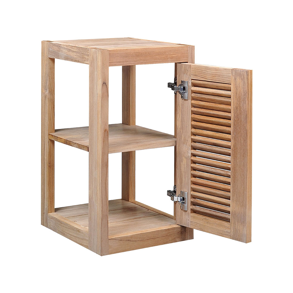 Pacific Teak Millworks Louvered Style 13 Inch x 24 Inch Teak Wood Right Hinge Single Door Upper Wall Cabinet