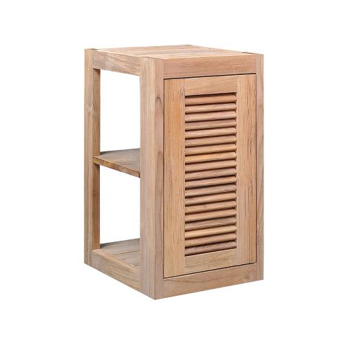 Pacific Teak Millworks Louvered Style 13 Inch x 24 Inch Teak Wood Left Hinge Single Door Upper Wall Cabinet