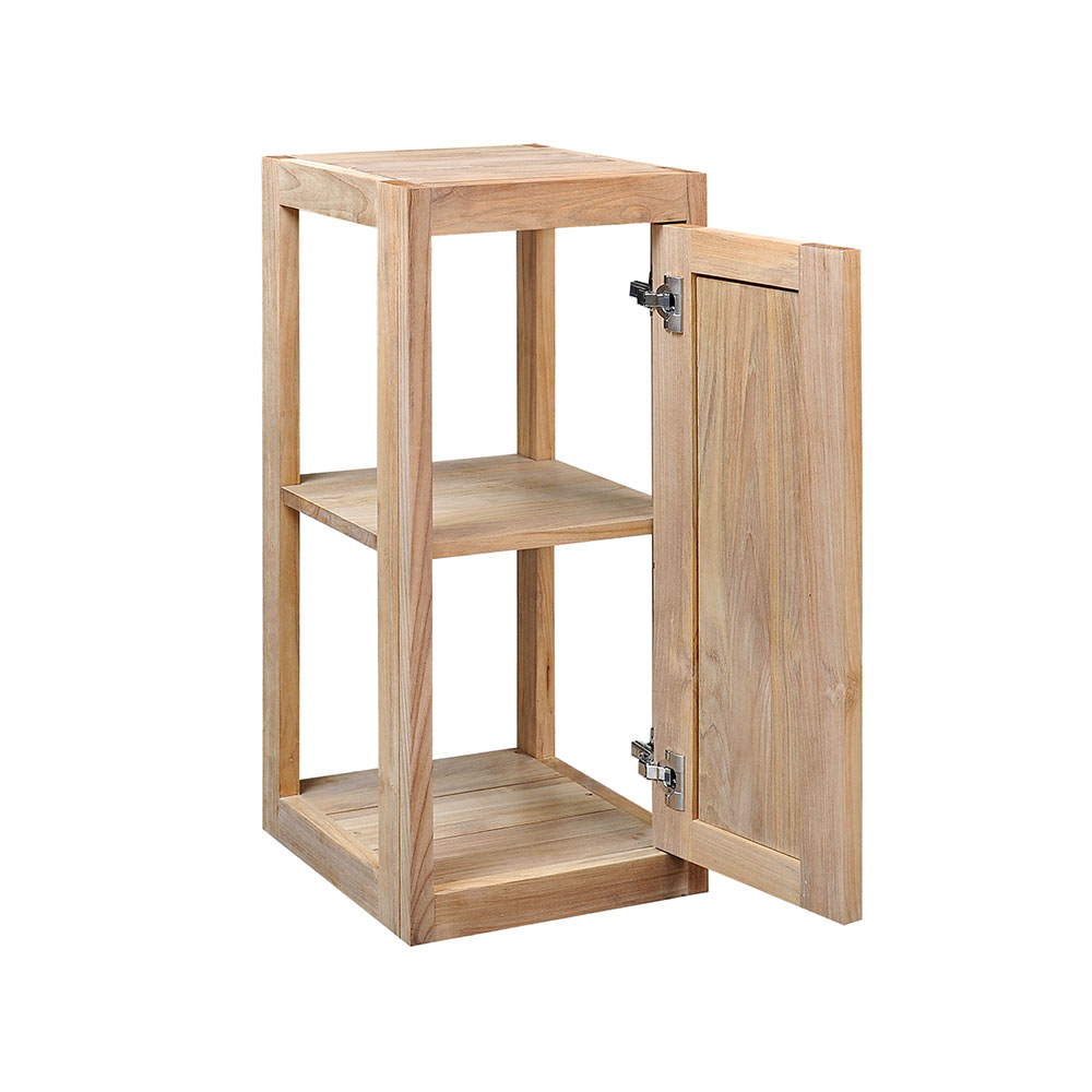 Pacific Teak Millworks Shaker Style 13 Inch x 30 Inch Teak Wood Single Door Upper Wall Cabinet