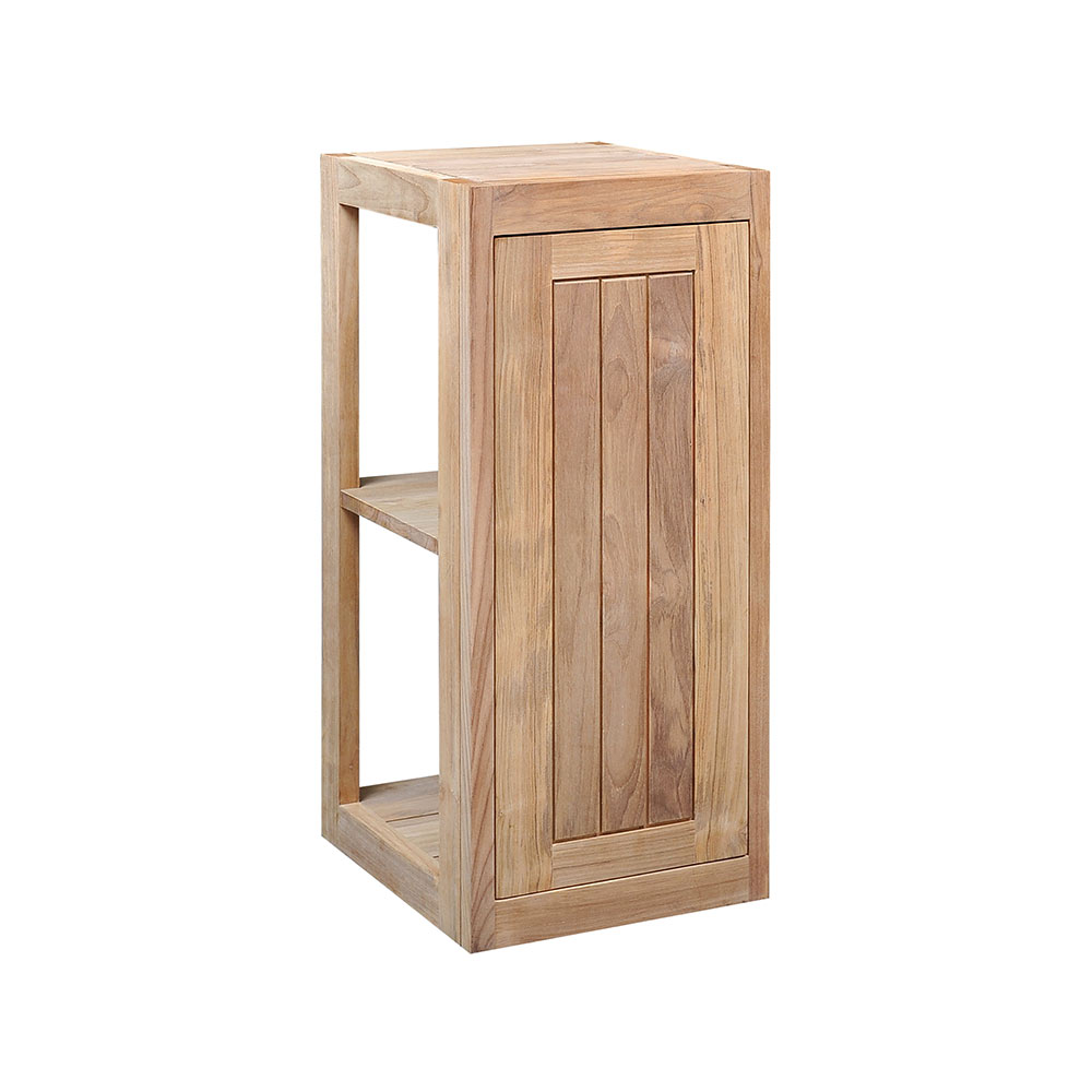 Pacific Teak Millworks Cottage Style 13 Inch x 30 Inch Teak Wood Single Door Upper Wall Cabinet