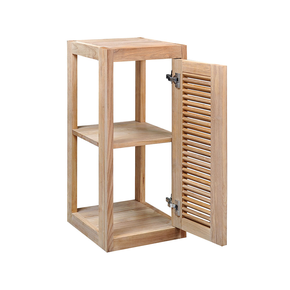 Pacific Teak Millworks Louvered Style 13 Inch x 30 Inch Teak Wood Right Hinge Single Door Upper Wall Cabinet