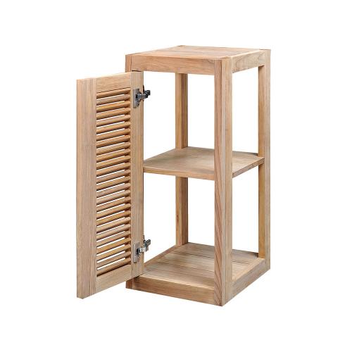 Pacific Teak Millworks Louvered Style 13 Inch x 30 Inch Teak Wood Left Hinge Single Door Upper Wall Cabinet