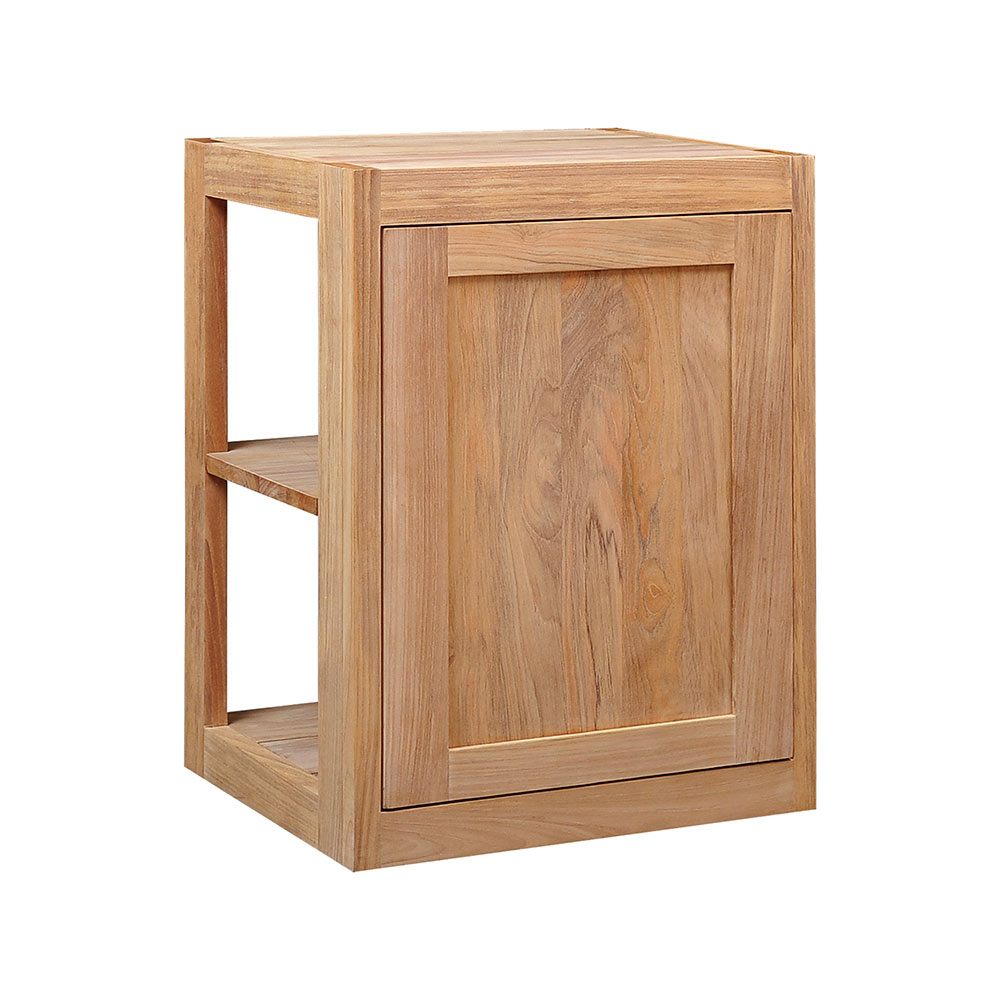 Pacific Teak Millworks Shaker Style 18 Inch x 24 Inch Teak Wood Single Door Upper Wall Cabinet