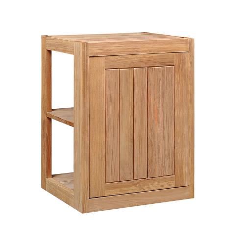 Pacific Teak Millworks Cottage Style 18 Inch x 24 Inch Teak Wood Single Door Upper Wall Cabinet