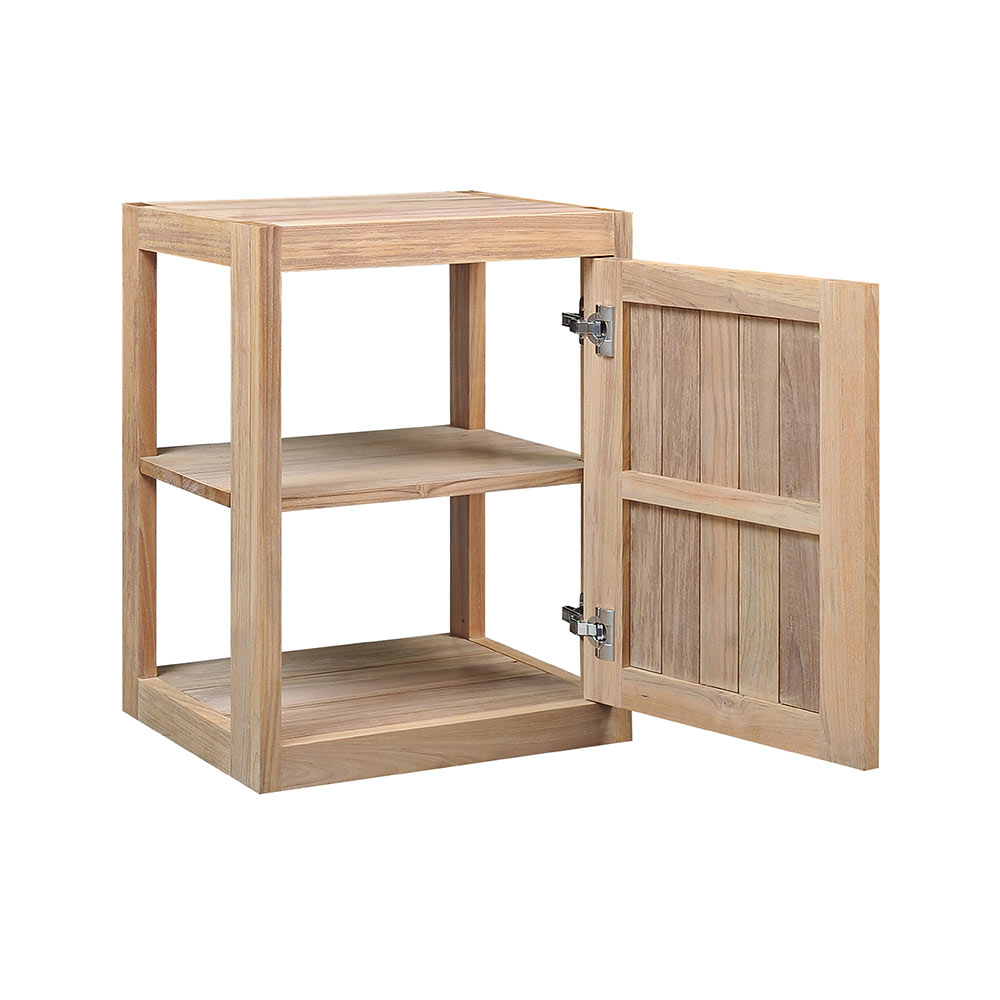 Pacific Teak Millworks Cottage Style 18 Inch x 24 Inch Teak Wood Single Door Upper Wall Cabinet