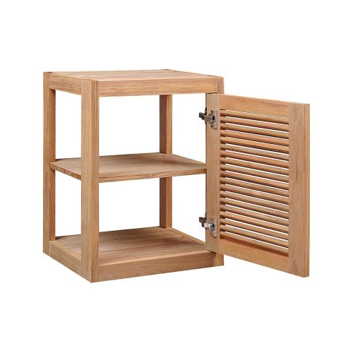 Pacific Teak Millworks Louvered Style 18 Inch x 24 Inch Teak Wood Right Hinge Single Door Upper Wall Cabinet