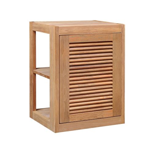 Pacific Teak Millworks Louvered Style 18 Inch x 24 Inch Teak Wood Right Hinge Single Door Upper Wall Cabinet