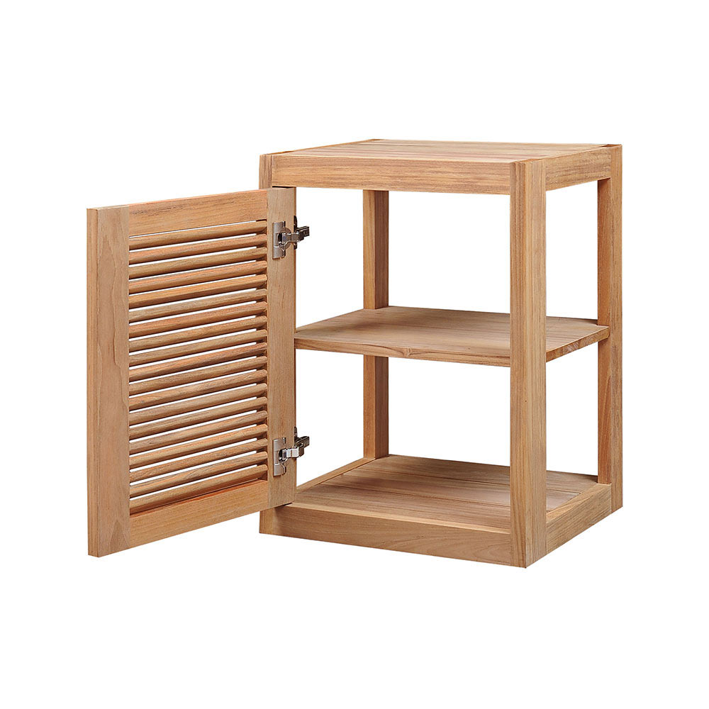 Pacific Teak Millworks Louvered Style 18 Inch x 24 Inch Teak Wood Left Hinge Single Door Upper Wall Cabinet