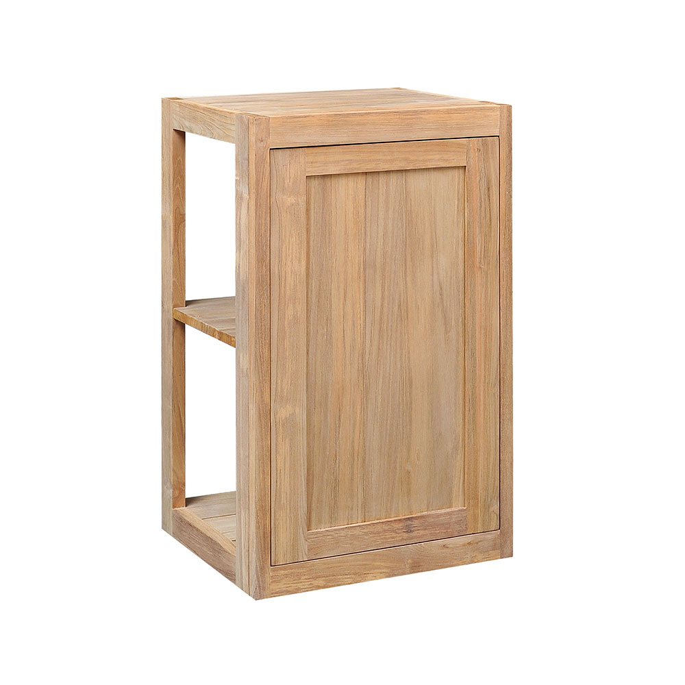 Pacific Teak Millworks Shaker Style 18 Inch x 30 Inch Teak Wood Single Door Upper Wall Cabinet