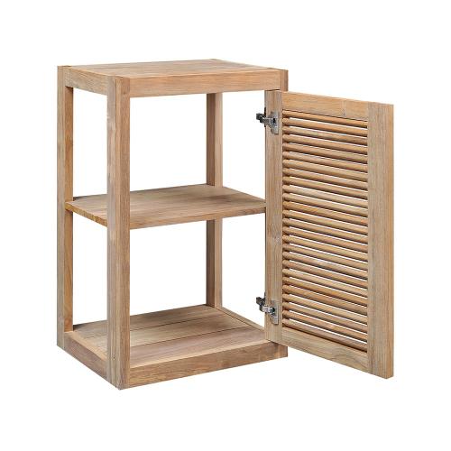 Pacific Teak Millworks Louvered Style 18 Inch x 30 Inch Teak Wood Right Hinge Single Door Upper Wall Cabinet