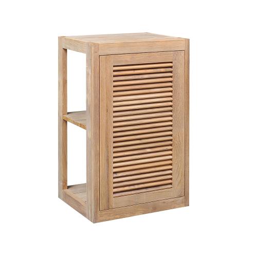 Pacific Teak Millworks Louvered Style 18 Inch x 30 Inch Teak Wood Right Hinge Single Door Upper Wall Cabinet