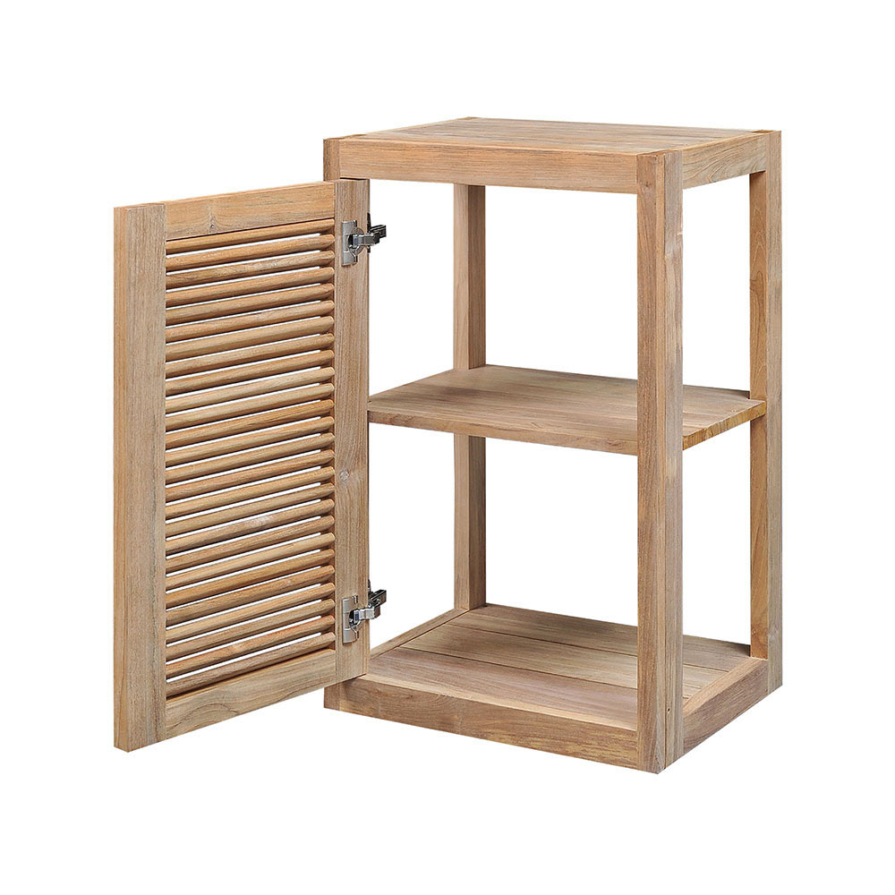 Pacific Teak Millworks Louvered Style 18 Inch x 30 Inch Teak Wood Left Hinge Single Door Upper Wall Cabinet