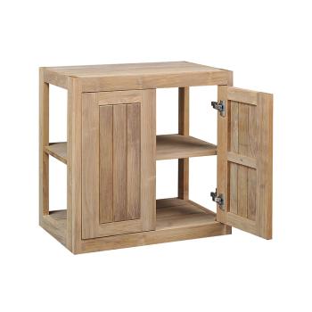 Pacific Teak Millworks Cottage Style 24 Inch x 24 Inch Teak Wood Double Door Upper Wall Cabinet open350