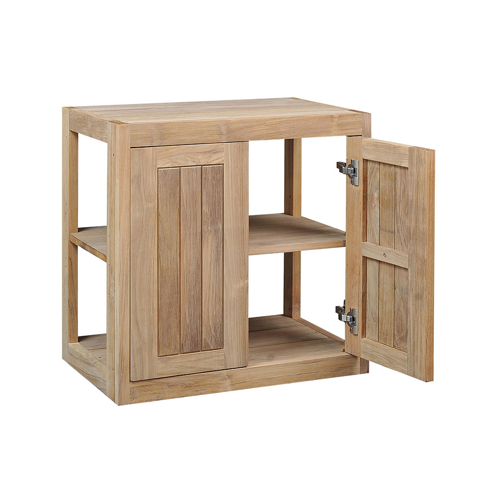 Pacific Teak Millworks Cottage Style 24 Inch x 24 Inch Teak Wood Double Door Upper Wall Cabinet