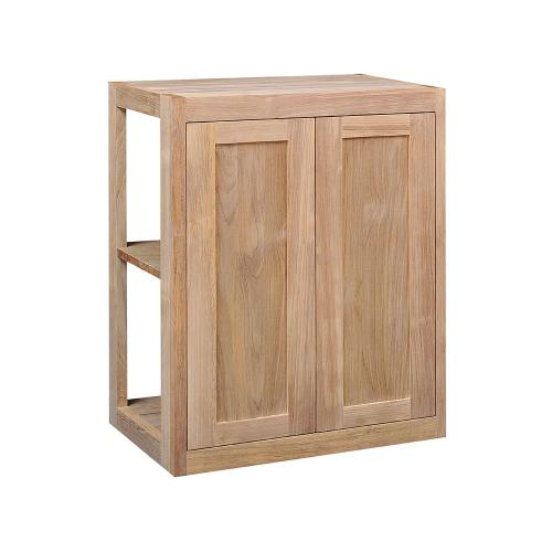 Pacific Teak Millworks Shaker Style 24 Inch x 30 Inch Teak Wood Double Door Upper Wall Cabinet