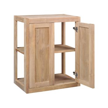 Pacific Teak Millworks Shaker Style 24 Inch x 30 Inch Teak Wood Double Door Upper Wall Cabinet open350