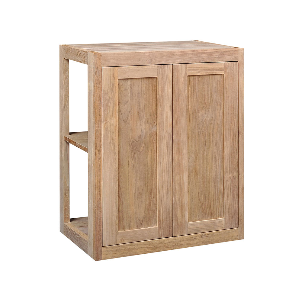 Pacific Teak Millworks Shaker Style 24 Inch x 30 Inch Teak Wood Double Door Upper Wall Cabinet