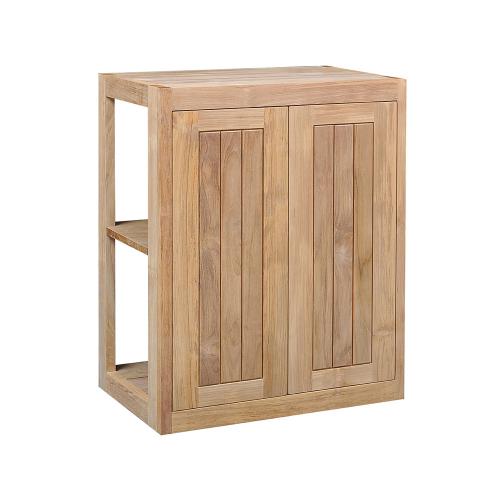 Pacific Teak Millworks Cottage Style 24 Inch x 30 Inch Teak Wood Double Door Upper Wall Cabinet