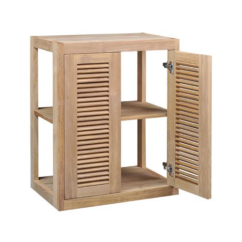 Pacific Teak Millworks Louvered Style 24 Inch x 30 Inch Teak Wood Double Door Upper Wall Cabinet