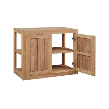 Pacific Teak Millworks Cottage Style 30 Inch x 24 Inch Teak Wood Double Door Upper Wall Cabinet open350