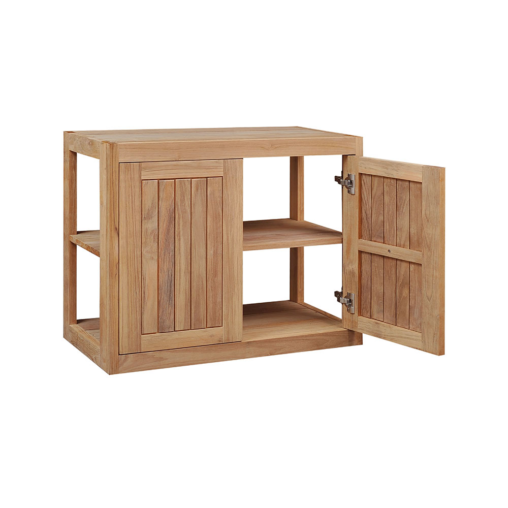 Pacific Teak Millworks Cottage Style 30 Inch x 24 Inch Teak Wood Double Door Upper Wall Cabinet