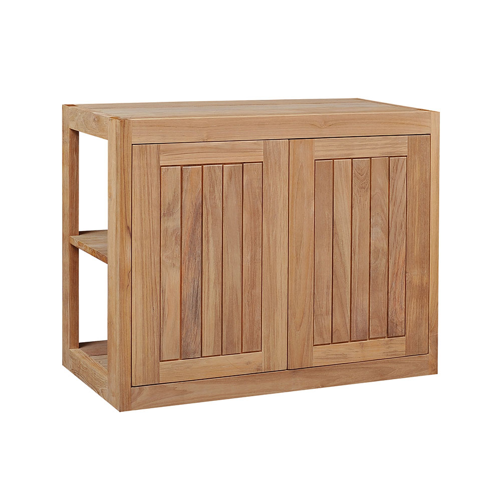 Pacific Teak Millworks Cottage Style 30 Inch x 24 Inch Teak Wood Double Door Upper Wall Cabinet