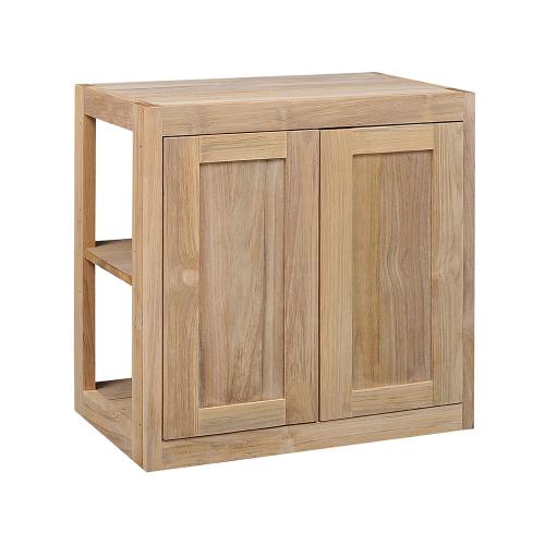 Pacific Teak Millworks Shaker Style 30 Inch x 30 Inch Teak Wood Double Door Upper Wall Cabinet