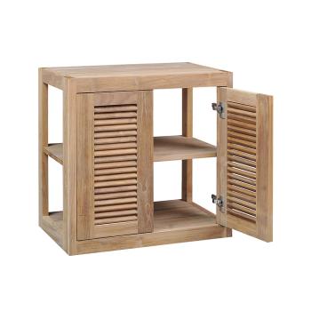 Pacific Teak Millworks Louvered Style 30 Inch x 30 Inch Teak Wood Double Door Upper Wall Cabinet open350