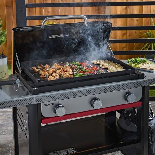 Weber Grills Slate 28 Inch Rust Resistant 3 Burner Freestanding Propane Gas Commercial Style Flat Top Griddle