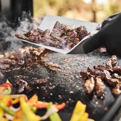 Weber Grills Slate 36 Inch Rust Resistant 4 Burner Freestanding Natural Gas Commercial Style Flat Top Griddle with Flip up Side Table