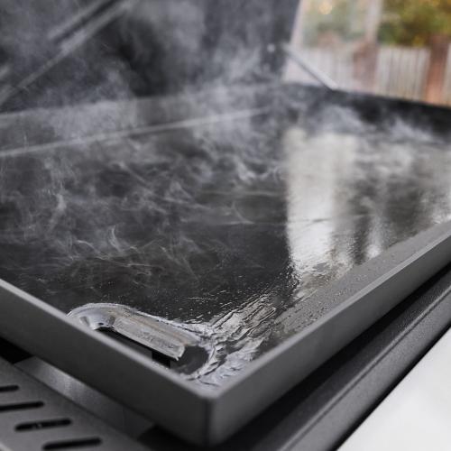 Weber Grills Slate 36 Inch Rust Resistant 4 Burner Freestanding Natural Gas Commercial Style Flat Top Griddle with Flip up Side Table