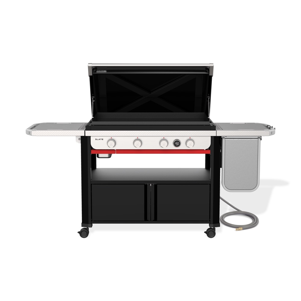 Weber Grills Slate 36 Inch Rust Resistant 4 Burner Freestanding Natural Gas Commercial Style Flat Top Griddle with Flip up Side Table