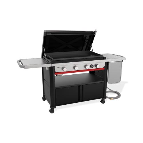 Weber Grills Slate 36 Inch Rust Resistant 4 Burner Freestanding Natural Gas Commercial Style Flat Top Griddle with Flip up Side Table