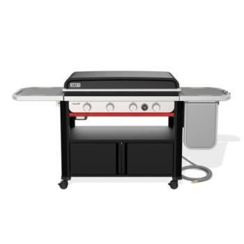 Weber Grills Slate 36 Inch Rust Resistant 4 Burner Freestanding Natural Gas Commercial Style Flat Top Griddle with Flip up Side Table 1501350350
