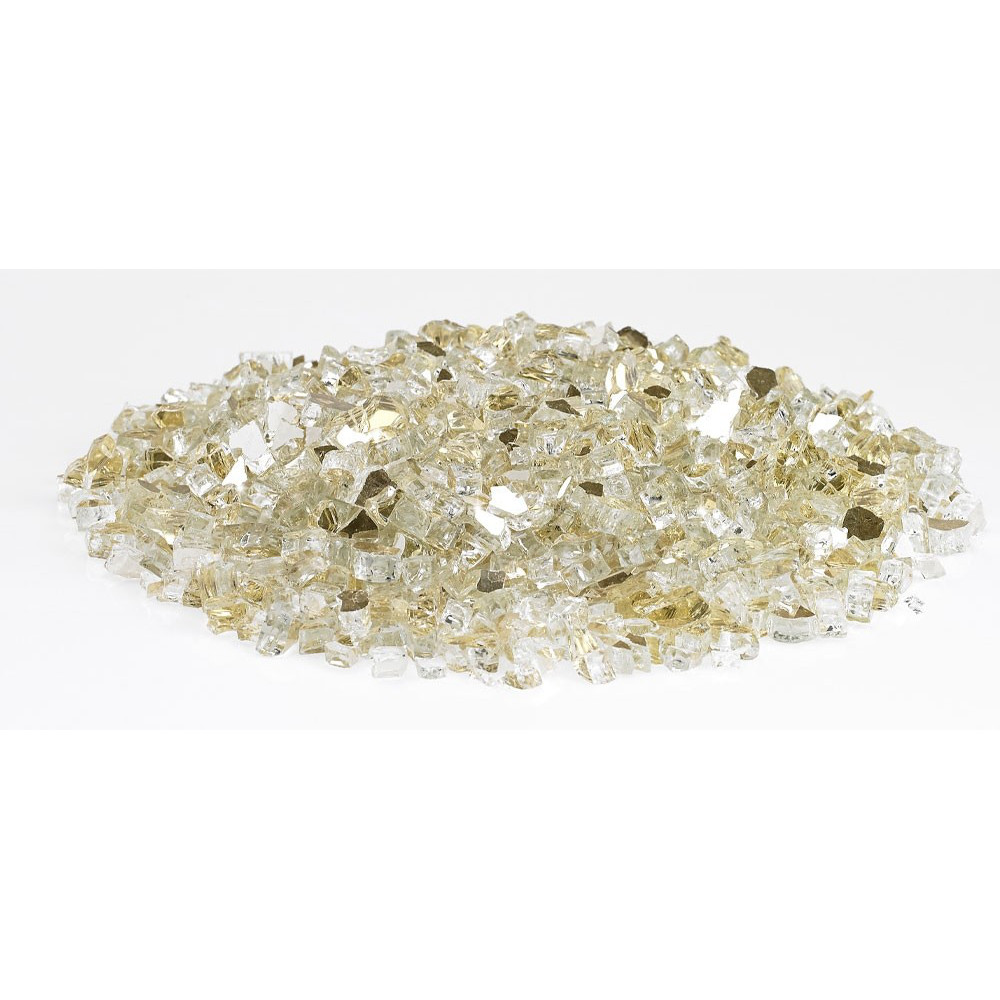 American Fire Glass Quarter Inch Gold Reflective Fire Glass   10 Pounds