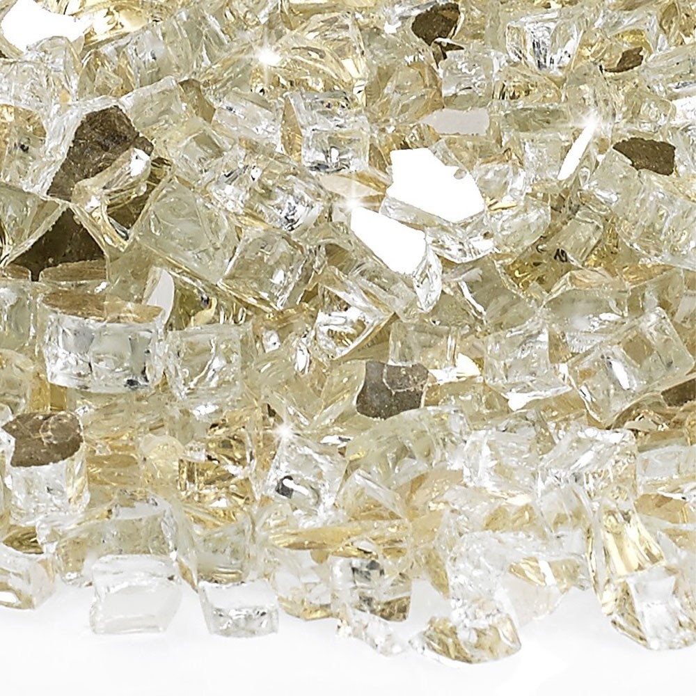 American Fire Glass Quarter Inch Gold Reflective Fire Glass   10 Pounds