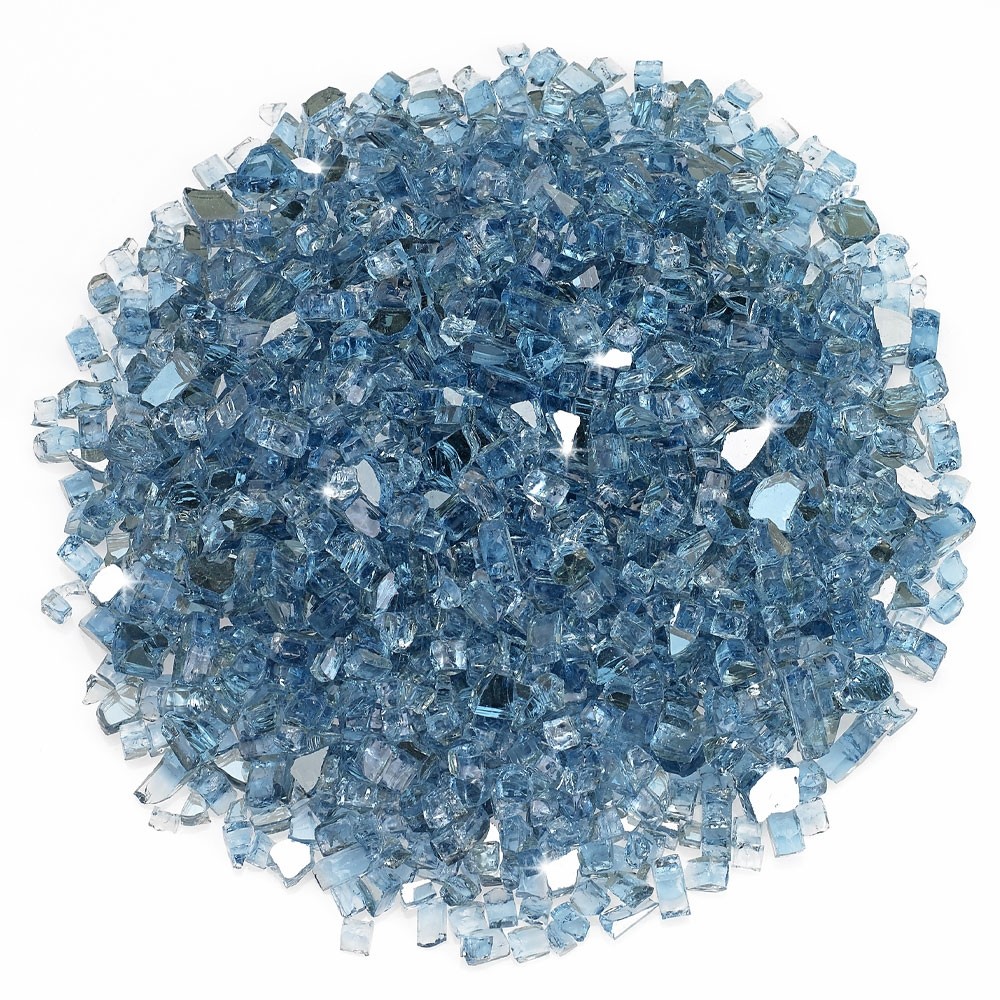 American Fire Glass Quarter Inch Pacific Blue Reflective Fire Glass   10 Pounds